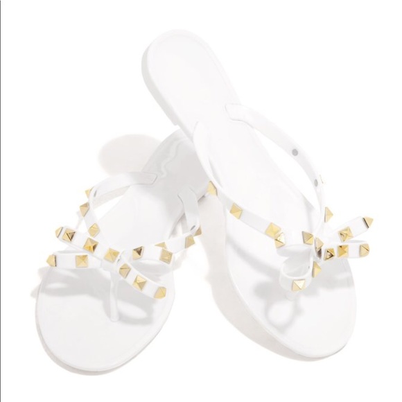 "Lacy" Studded Sandals - White - Picture 2 of 8